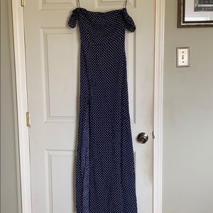 Lulus Blue polka dot maxi dress size small